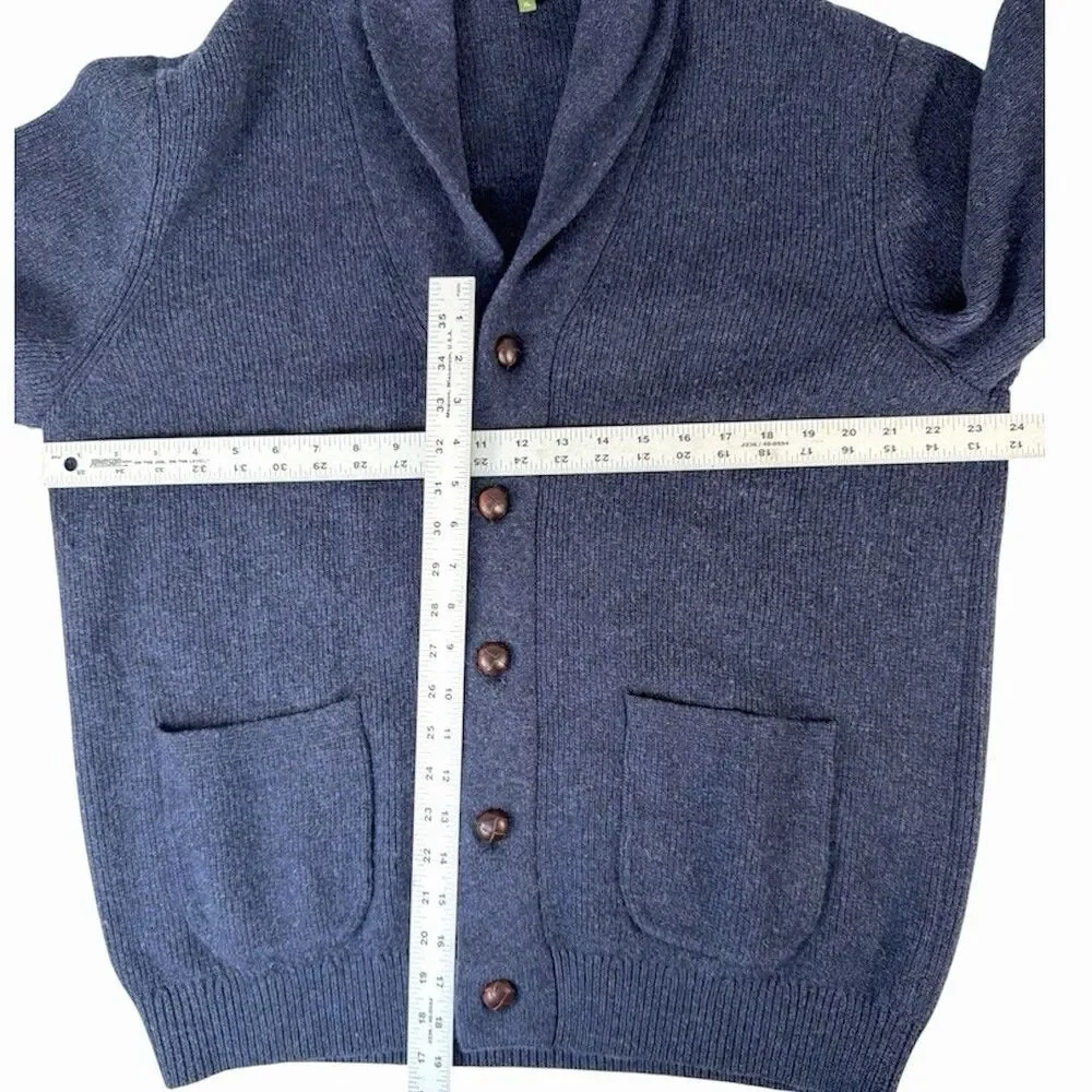 Sid Mashburn Shawl Cardigan Sweater Men's XL Navy Blue 80% Wool/20% Nylon Blend